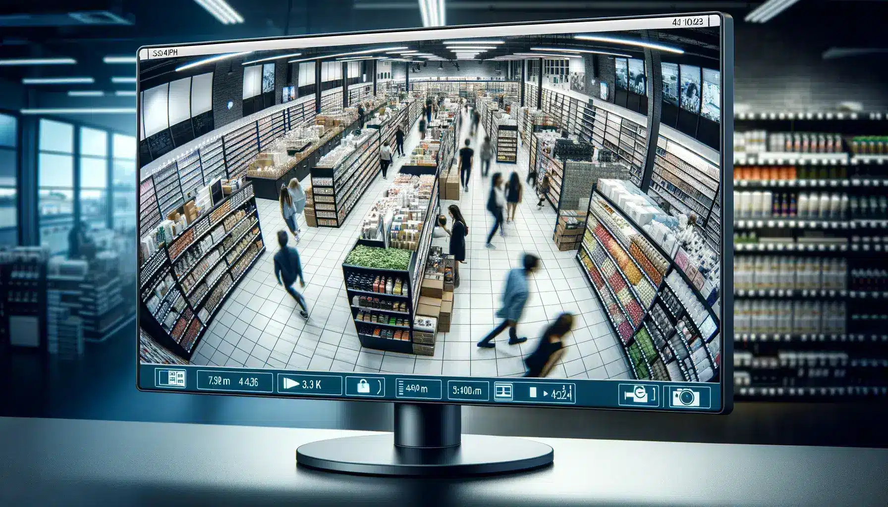4K security camera monitoring retail store.
