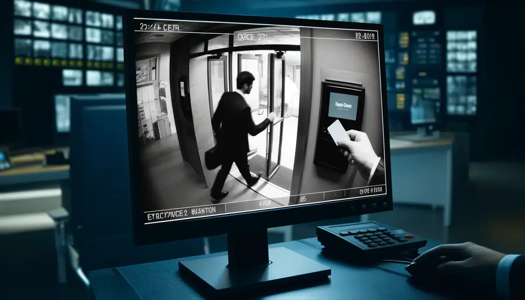CCTV footage showing access control measures in place.