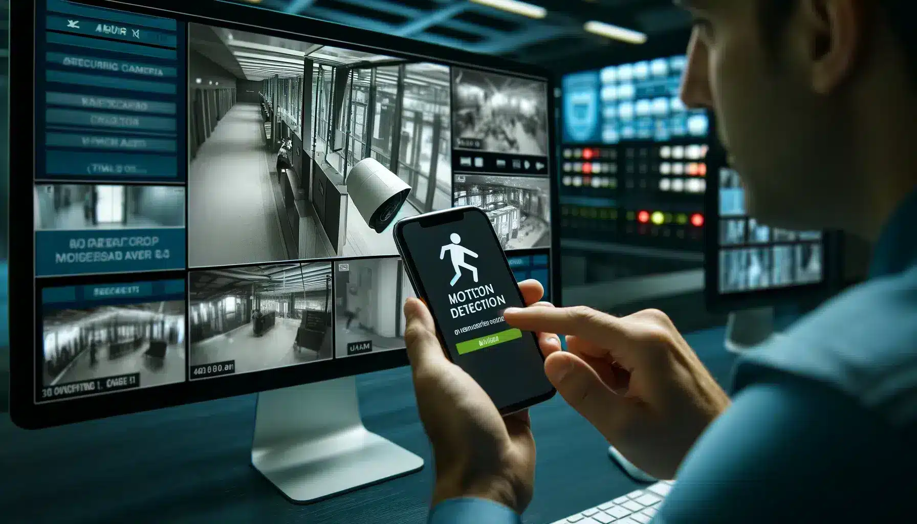 Motion detection alerts on security camera footage.