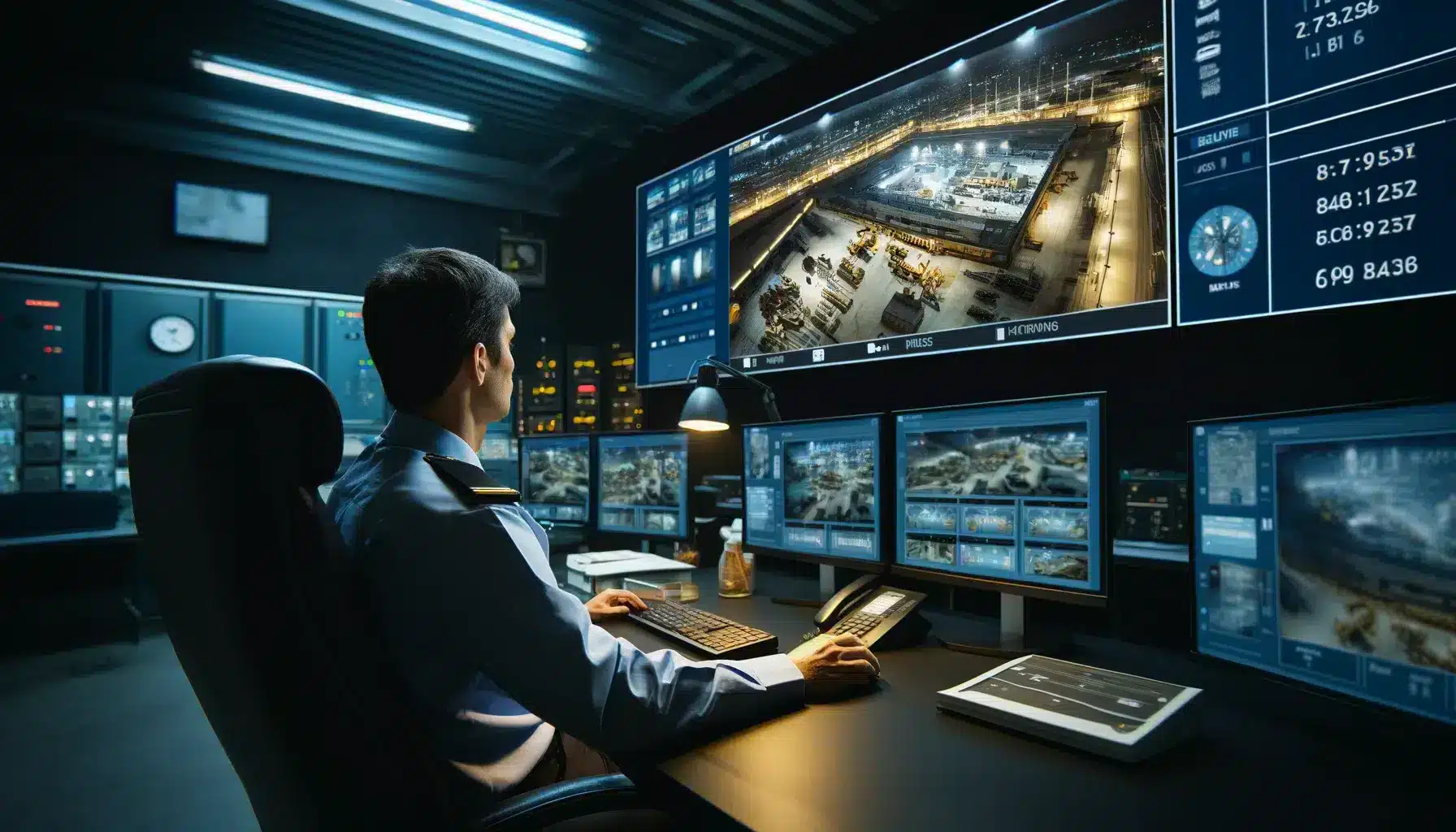 Security personnel monitoring construction site surveillance.