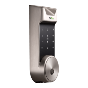 ZKTeco AL30B Bluetooth-enabled digital deadbolt smart lock with Mifare card, passcode, app, and key access.