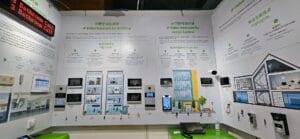 Exhibit of ZKTeco’s IP Video Intercom solutions for buildings and access control, featuring product highlights and system functionalities.