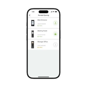 ZKBio Zlink Mobile App enabling remote door opening for access control.