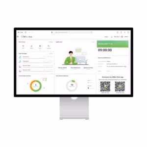 ZKBio Zlink Web Portal Dashboard showing an overview of access control and time management data.