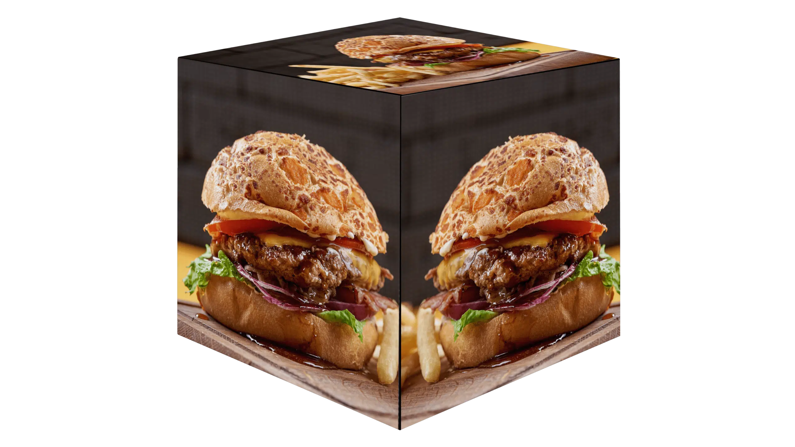 ZKDigimax LED Cube Display – 360-degree seamless LED screen with vibrant visuals and modular design for unique creative installations.