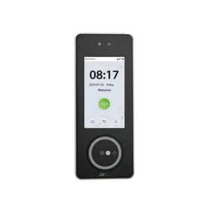 ZKTeco SpeedPalm V5L front view showing touchless face and palm recognition terminal with IPS display.