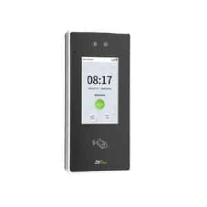 ZKTeco SpeedFace-V4L Pro hybrid biometric access control terminal with 4-inch touch screen, facial recognition, fingerprint, RFID, QR code, and video intercom.