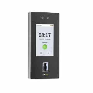 ZKTeco SpeedFace-V4L Pro hybrid biometric access control terminal with 4-inch touch screen, facial recognition, fingerprint, RFID, QR code, and video intercom.