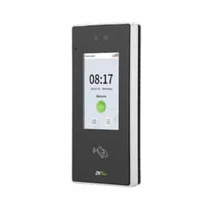 ZKTeco SpeedFace-V4L Pro hybrid biometric access control terminal with 4-inch touch screen, facial recognition, fingerprint, RFID, QR code, and video intercom.