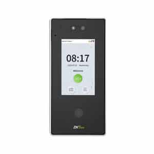 ZKTeco SpeedFace-V4L Pro hybrid biometric access control terminal with 4-inch touch screen, facial recognition, fingerprint, RFID, QR code, and video intercom.