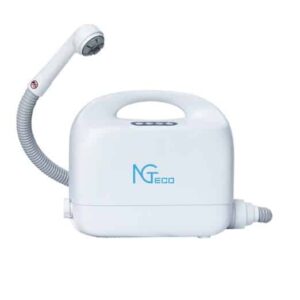 NGTeco SEC01 Portable Bed Shower Machine with IP54 waterproofing, 5.2L sewage capacity, and compact design for home and healthcare use