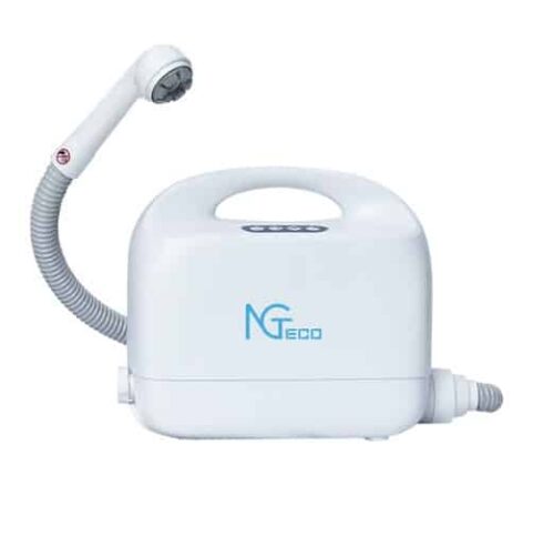 NGTeco SEC01 Portable Bed Shower Machine with IP54 waterproofing, 5.2L sewage capacity, and compact design for home and healthcare use