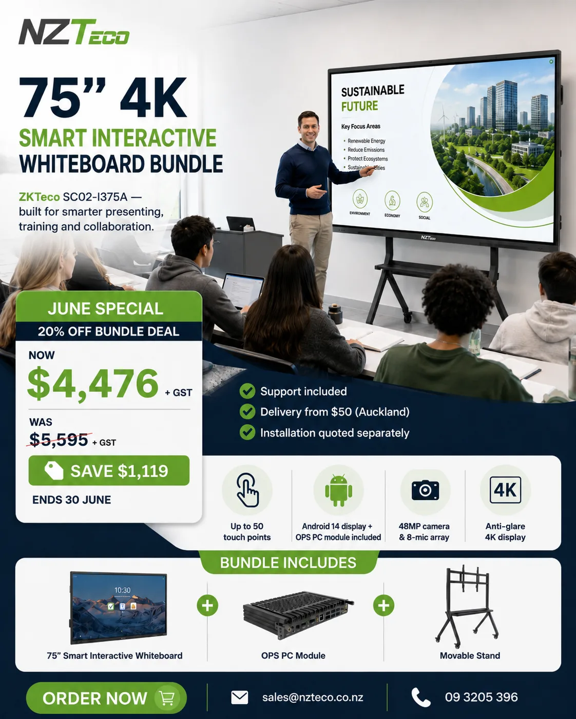 ZKTeco SC02-I365/75/86A 4K Smart Interactive Whiteboard - Image 7