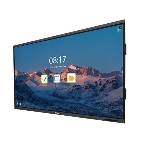 SC02-I365/75/86A 4K Smart Interactive Whiteboard with AI-powered 48MP camera and NFC authentication.