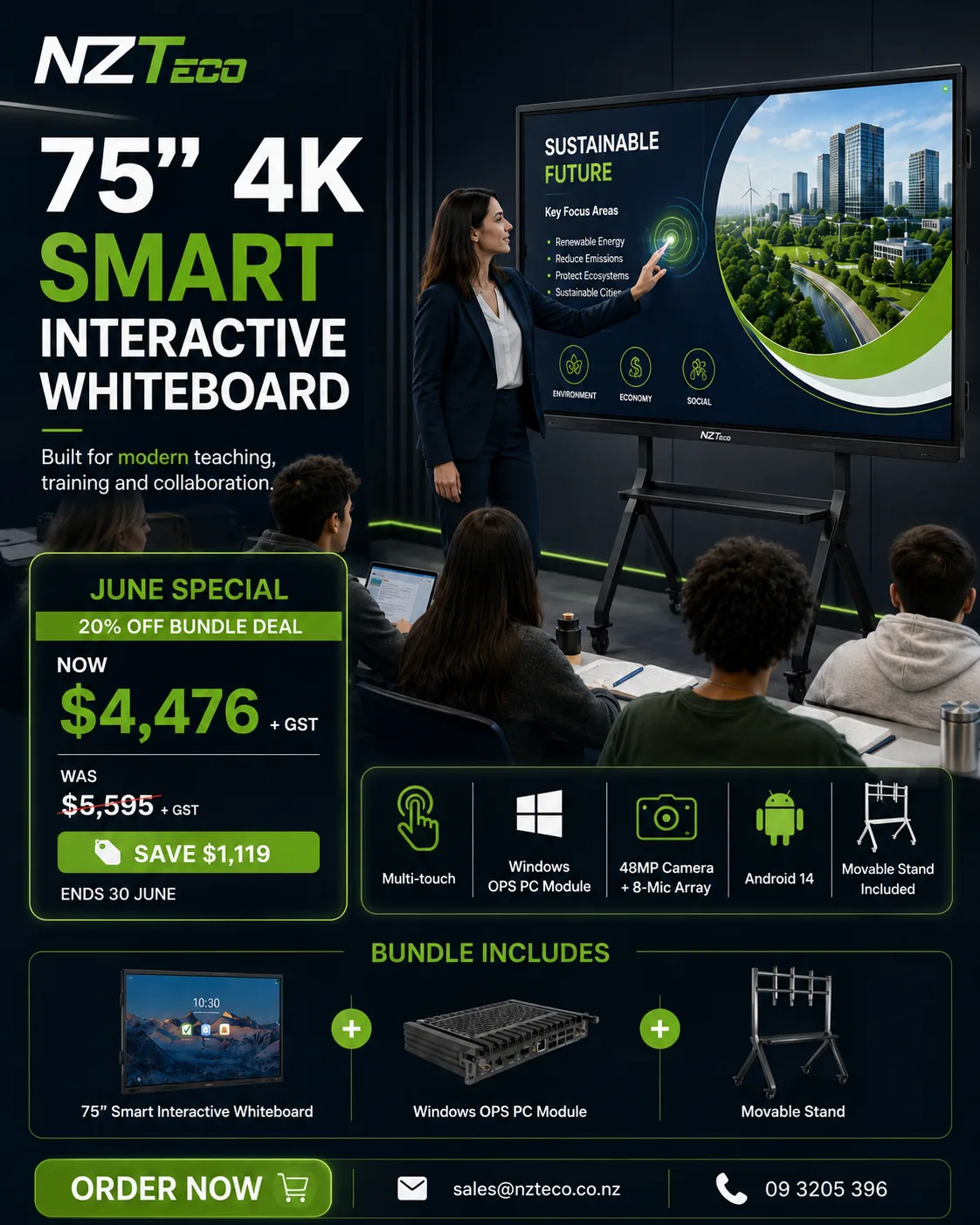 ZKTeco SC02-I365/75/86A 4K Smart Interactive Whiteboard - Image 6