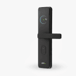 ZKTeco SL02-ZL140H smart door lock with black handle on a light background.