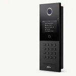 ZKTeco VEX-B24A video intercom door station with camera, display and keypad on a light background.