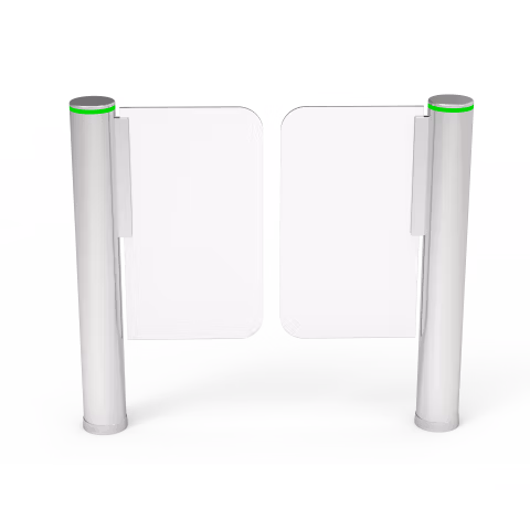 ZKTeco SBT3000S cylindrical swing barrier installed indoors for controlled pedestrian access