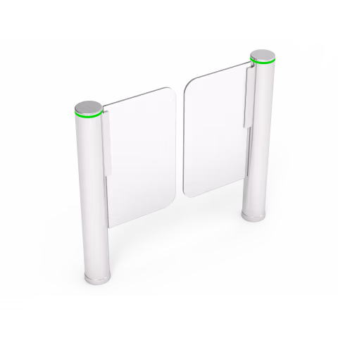 ZKTeco SBT3000S cylindrical swing barrier installed indoors for controlled pedestrian access