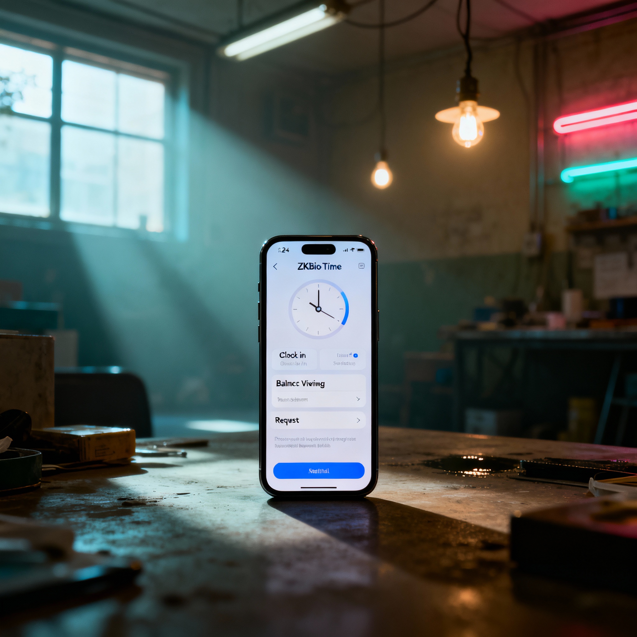 The ZKBio Time mobile app lets employees clock (where enabled by policy), view balances, and submit requests. In Cloud, this is native; in 9.0, you expose the on-prem server for the app.
