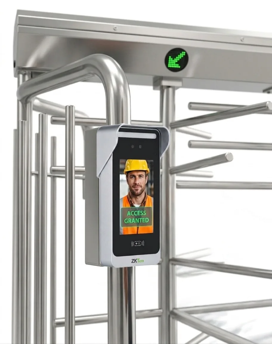 Facial recognition access terminal on a full-height turnstile