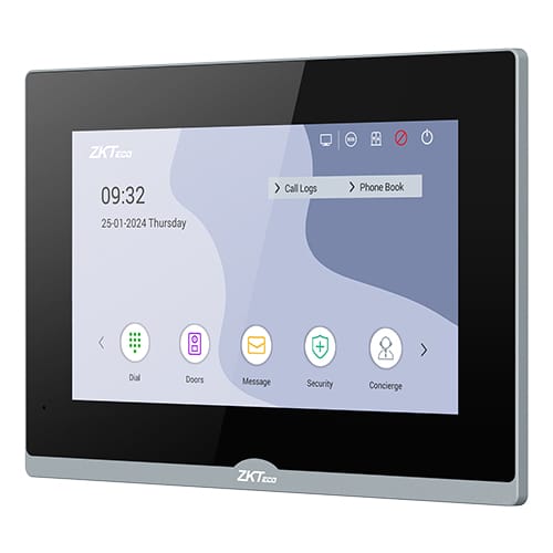 ZKTeco VT07-B26L-W smart video indoor monitor with Wi-Fi and PoE support