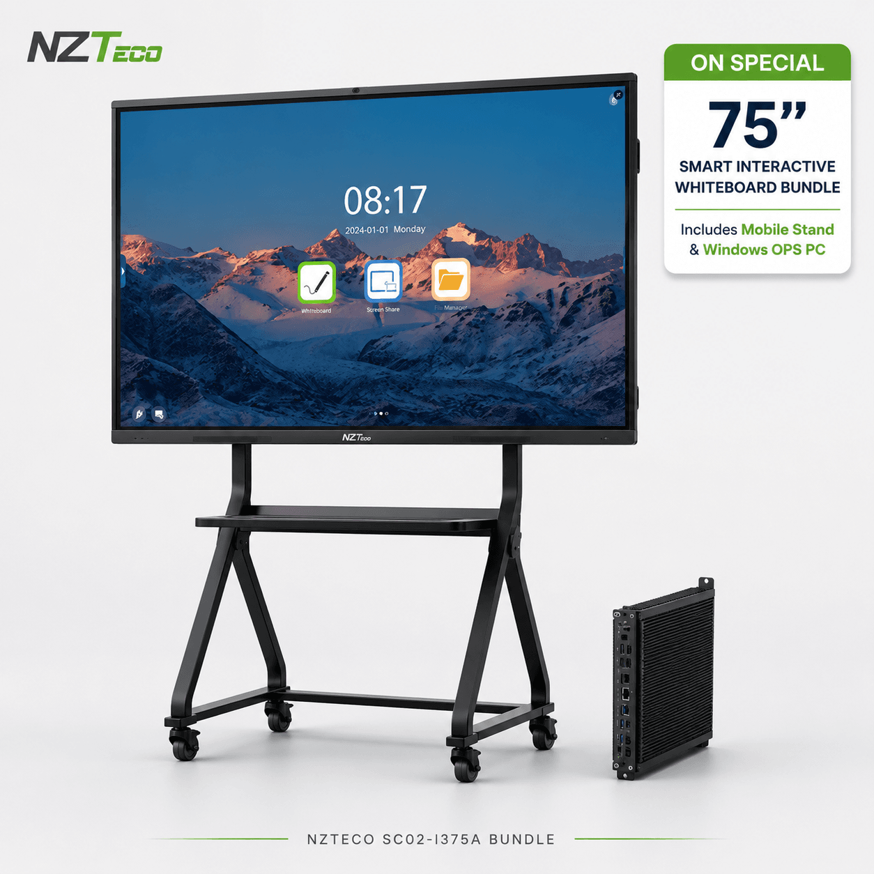 ZKTeco SC02-I365/75/86A 4K Smart Interactive Whiteboard NZ