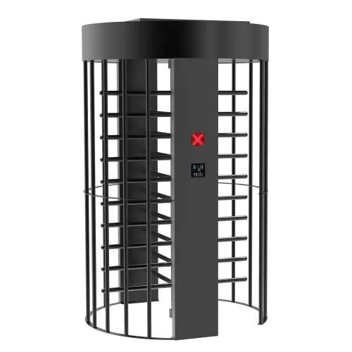 Angled view of Armatura Aegis-3000 full-height turnstile with access-control reader panel