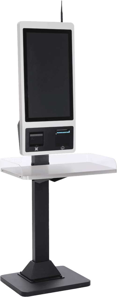 ZKDigimax AI-powered self-ordering kiosk angle view