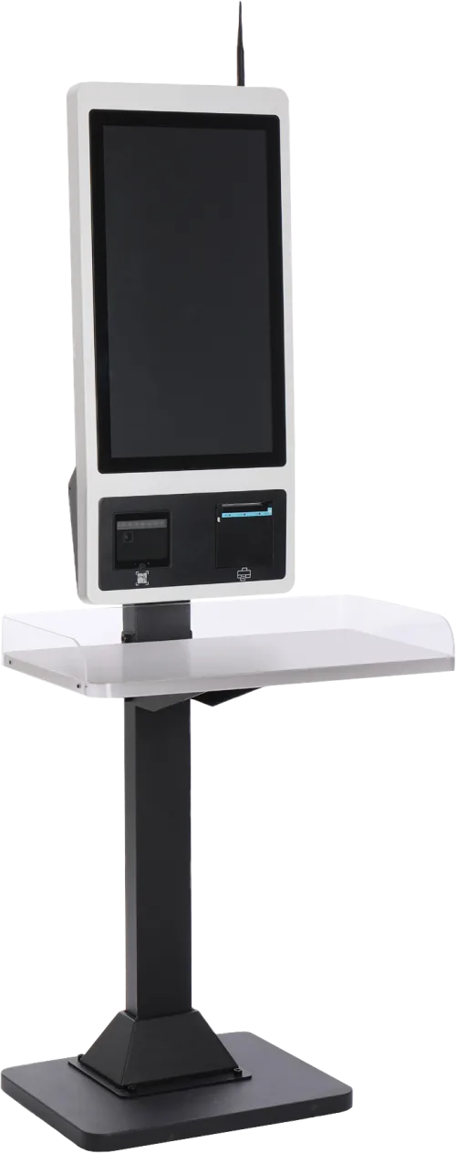 ZKDigimax AI-powered self-ordering kiosk angle view