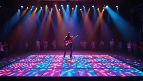 ZKDigimax DG01-A9 interactive LED floor screen used on a concert stage