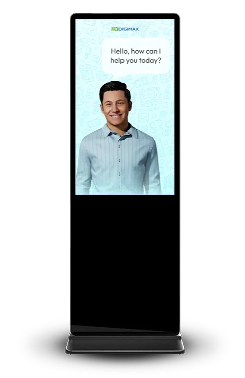 ZKDigimax DG03-A1F standing digital signage with customisable customer experience application