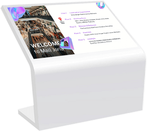 ZKDigimax DG03-A7F digital directory signage, interactive sloped touchscreen front view