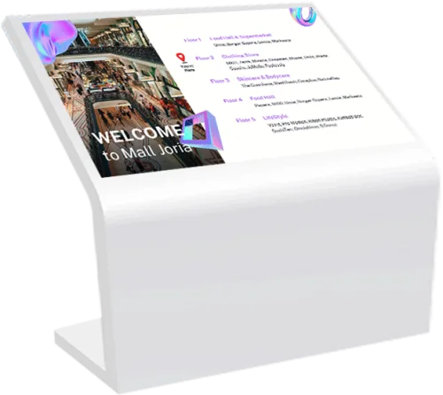 ZKDigimax DG03-A7F digital directory signage, interactive sloped touchscreen front view