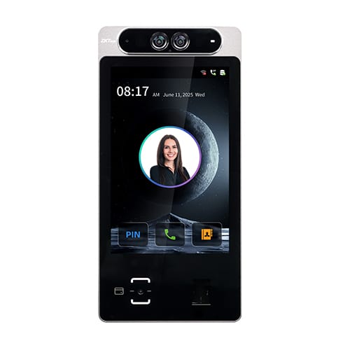 ZKTeco FaceTima 8 access control terminal, front qr fingerprint configuration shown