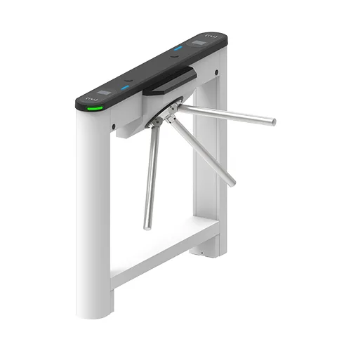 ZKTeco Saturn-T1000 Pro motorised tripod turnstile, angled view of rotating arms
