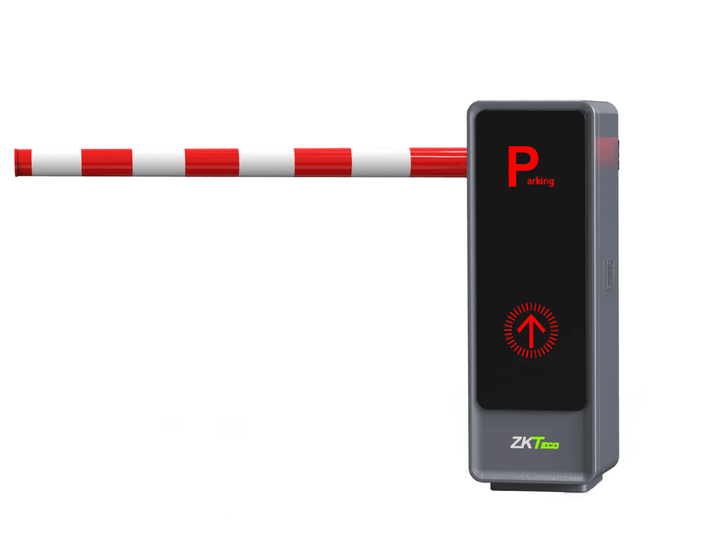 ZKTeco BGM2000 cabinet on the right with the lowered boom extending left
