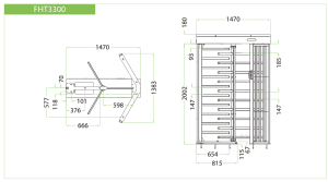 ZKTeco FHT3300 model-specific dimension drawings from the official FHT3000 series brochure