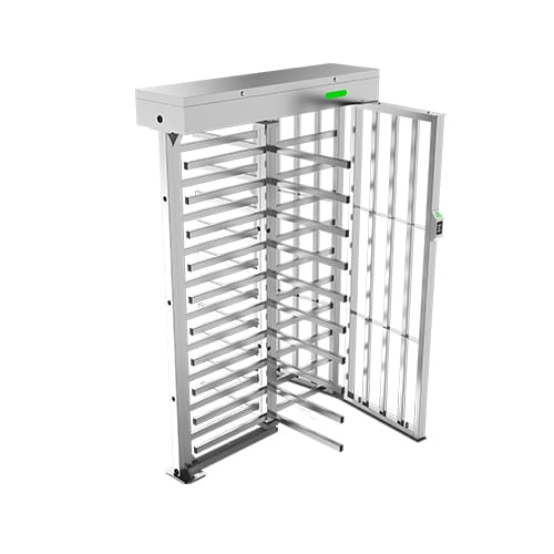 ZKTeco FHT3400 four-blade full height turnstile, angled entry view